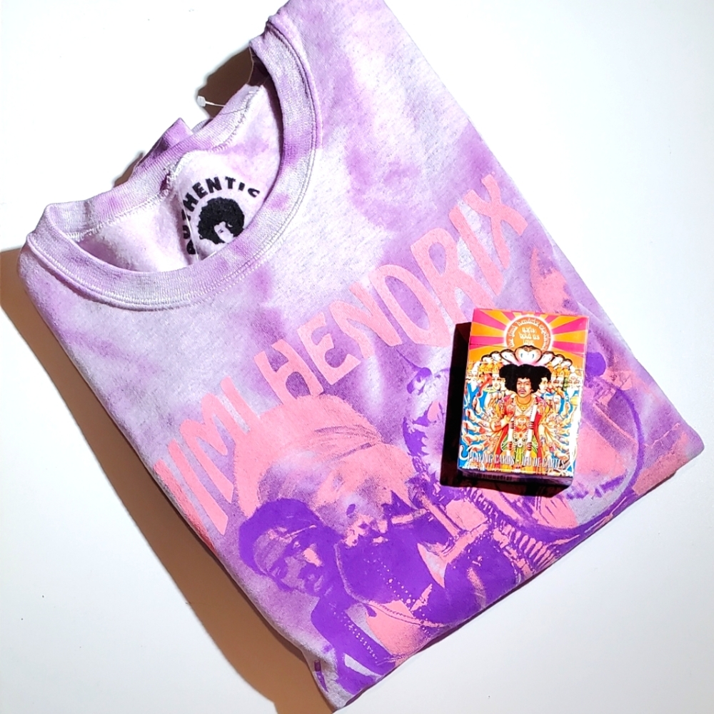 Jimi Hendrix Purple Oversized Tie Dye Sweatshirt with Jimi Hendrix Deck of Cards